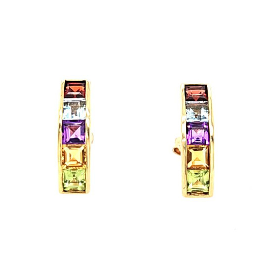 Pre Owned 9ct Multi Gem Stud Earrings ZT156